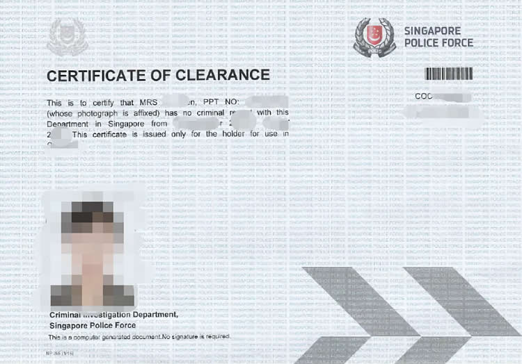 新加坡无犯罪记录证明用于中国申请工签之用怎么办理使馆认证